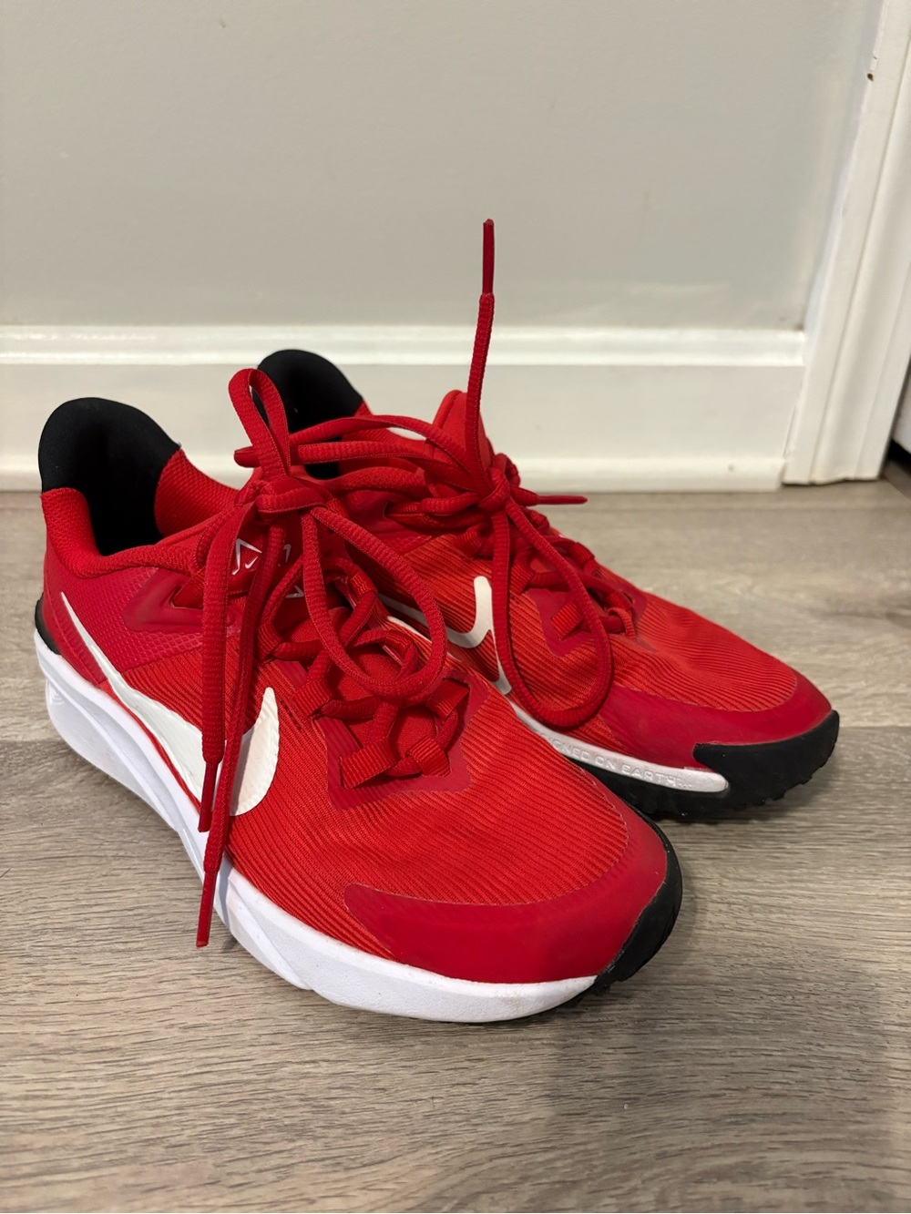 Nike Red Kids Running Sneakers with White Swoosh